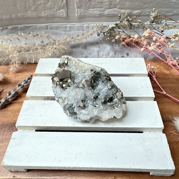 Gorgeous Pyrite in Quartz Cluster Raw Specimen - Picture 6 of 6